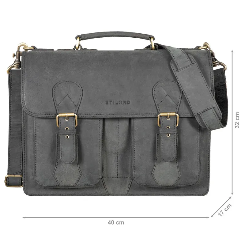 "Kronos" Aktentasche Herren Lehrertasche Echtleder Groß