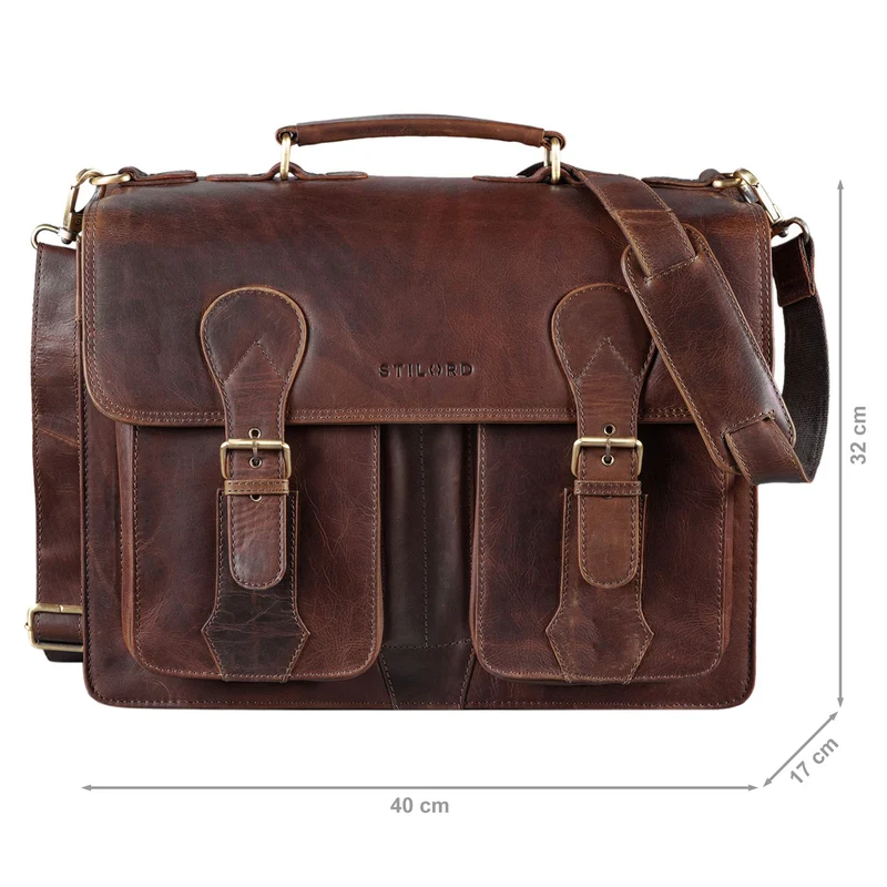 "Kronos" Aktentasche Herren Lehrertasche Echtleder Groß