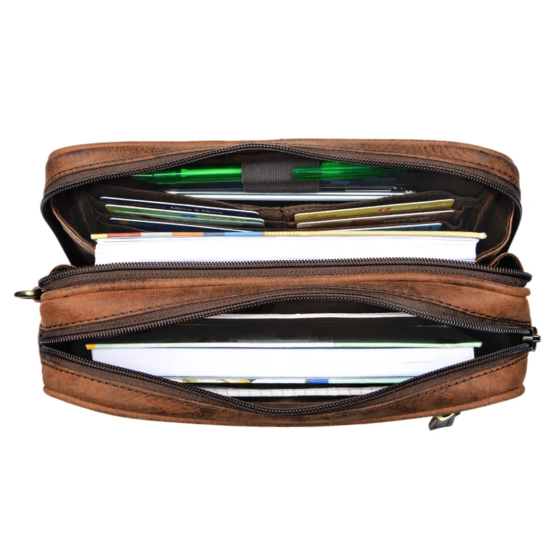 "Nero" Vintage Handgelenktasche Clutch Herren Echtleder