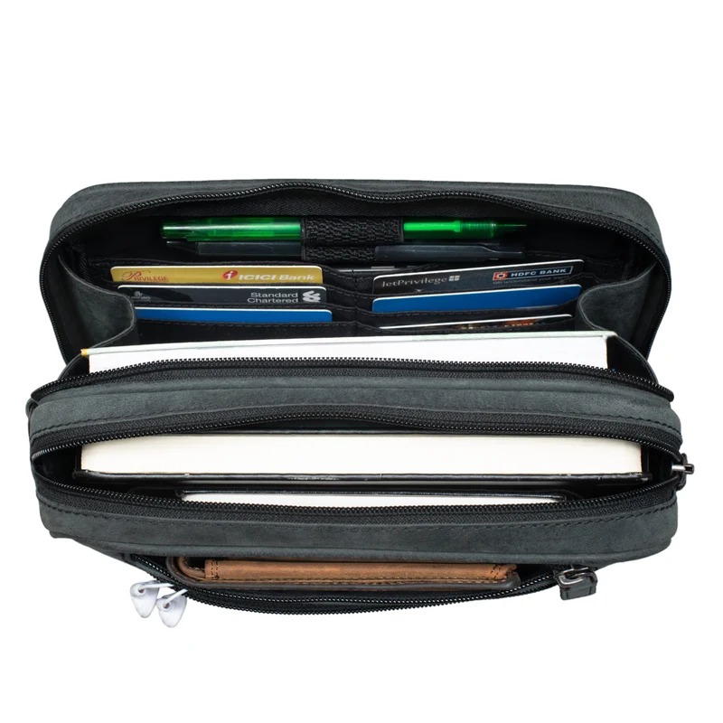 "Nero" Vintage Handgelenktasche Clutch Herren Echtleder