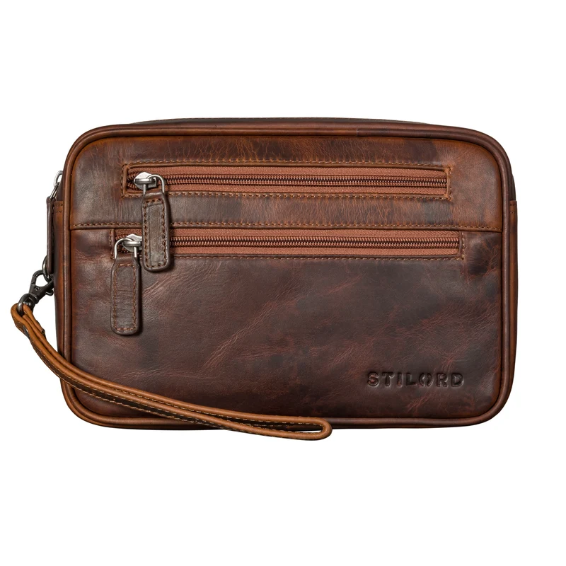 "Nero" Vintage Handgelenktasche Clutch Herren Echtleder