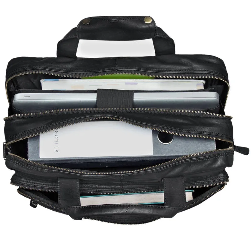 "Explorer" Lehrertasche Leder Herren Damen 10 Fächer