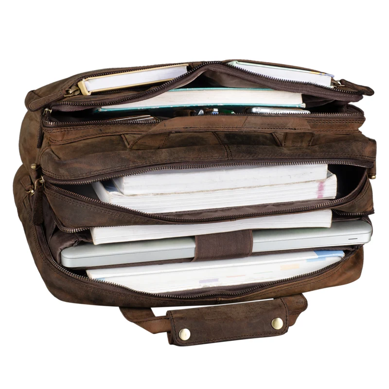 "Explorer" Lehrertasche Leder Herren Damen 10 Fächer