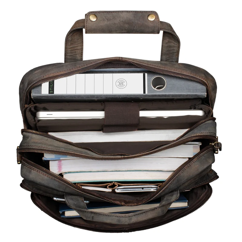 "Explorer" Lehrertasche Leder Herren Damen 10 Fächer