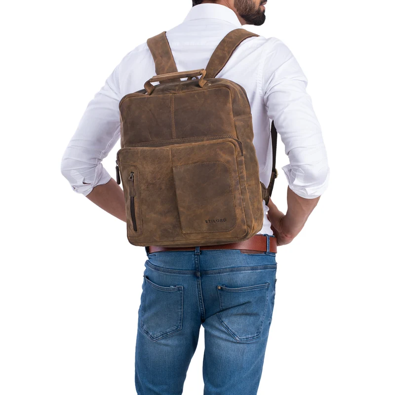 "Toni" Vintage Leder Rucksack groß