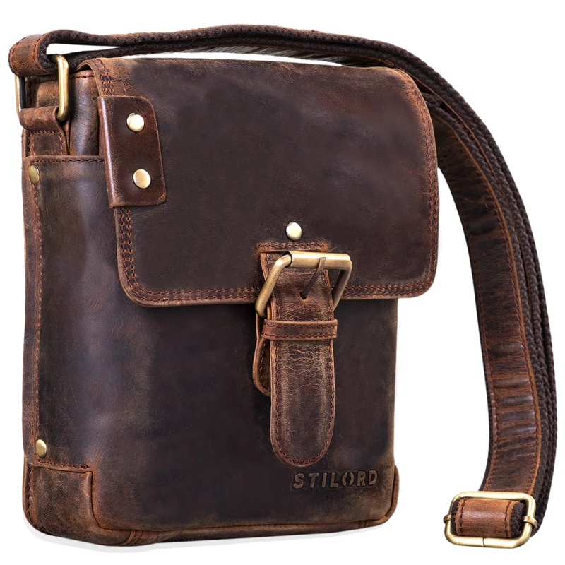 "Alessio" Leder Messenger Bag Männer klein