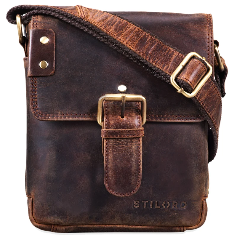 "Alessio" Leder Messenger Bag Männer klein