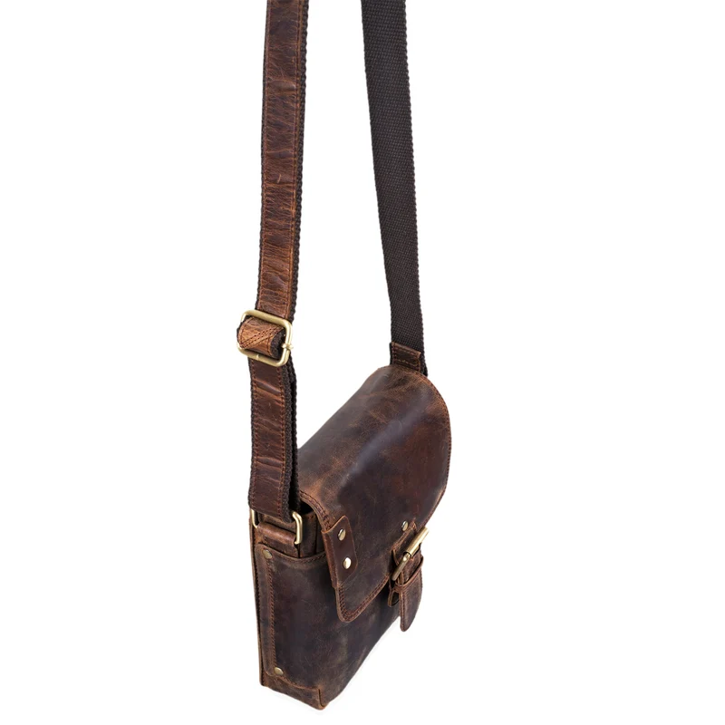 "Alessio" Leder Messenger Bag Männer klein