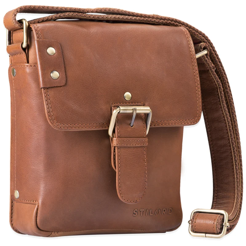 "Alessio" Leder Messenger Bag Männer klein