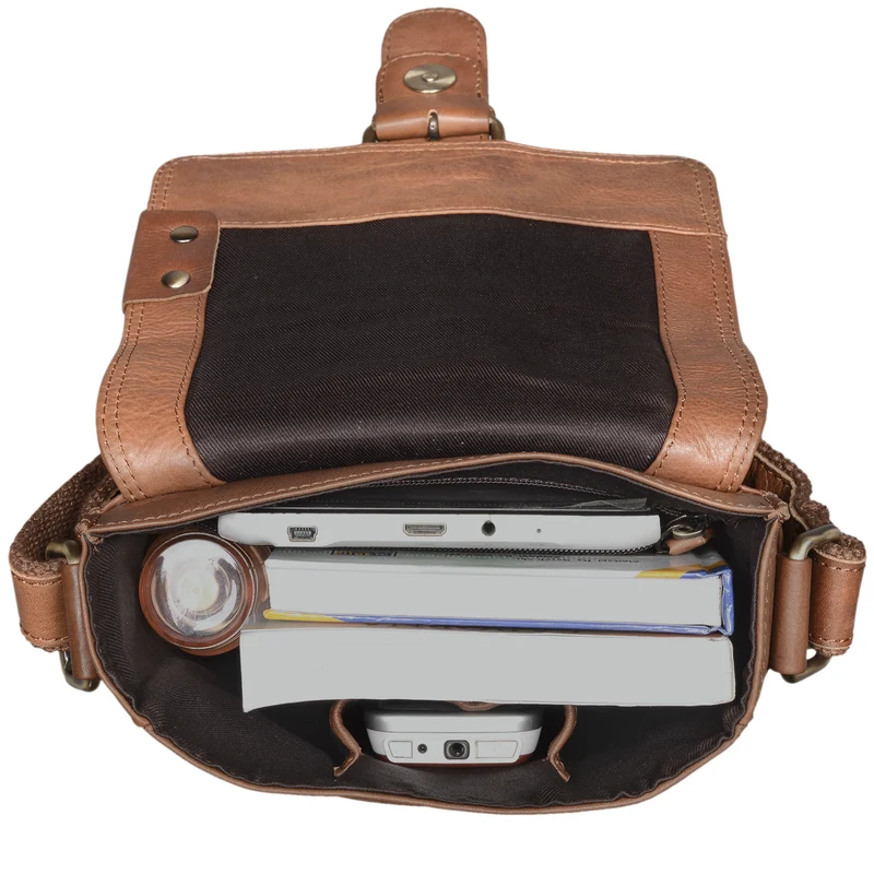 "Alessio" Leder Messenger Bag Männer klein