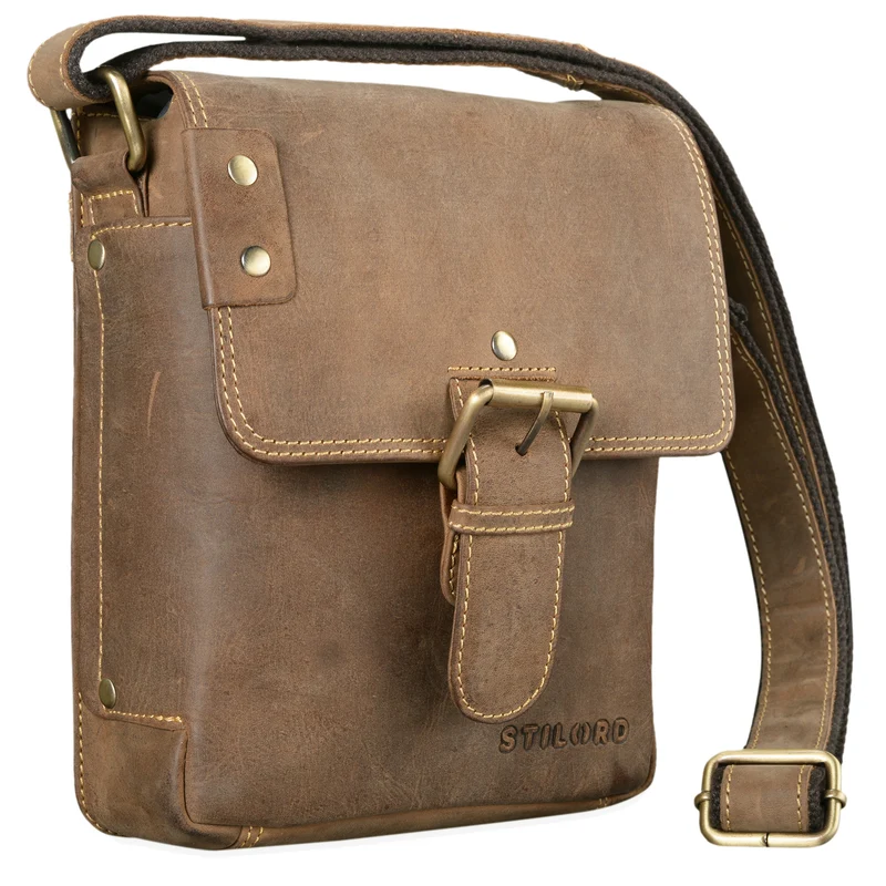 "Alessio" Leder Messenger Bag Männer klein