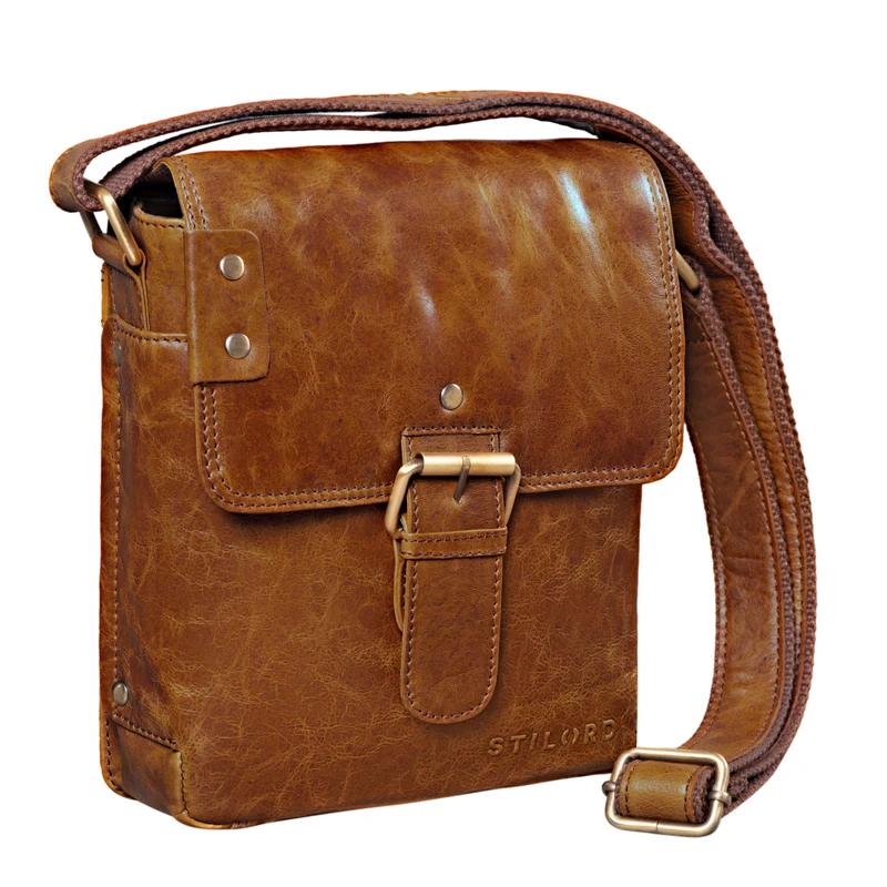 "Alessio" Leder Messenger Bag Männer klein