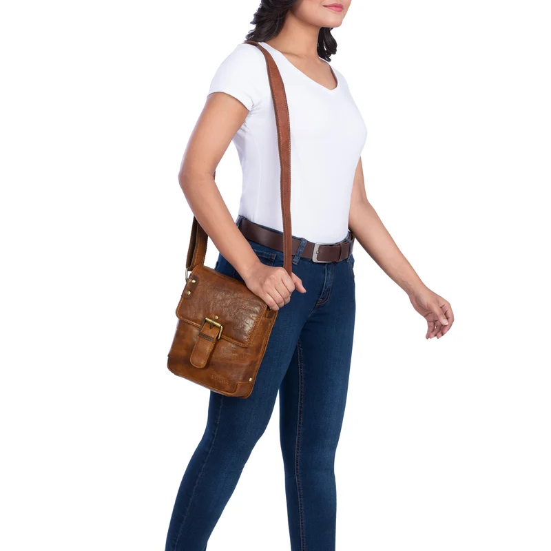 "Alessio" Leder Messenger Bag Männer klein