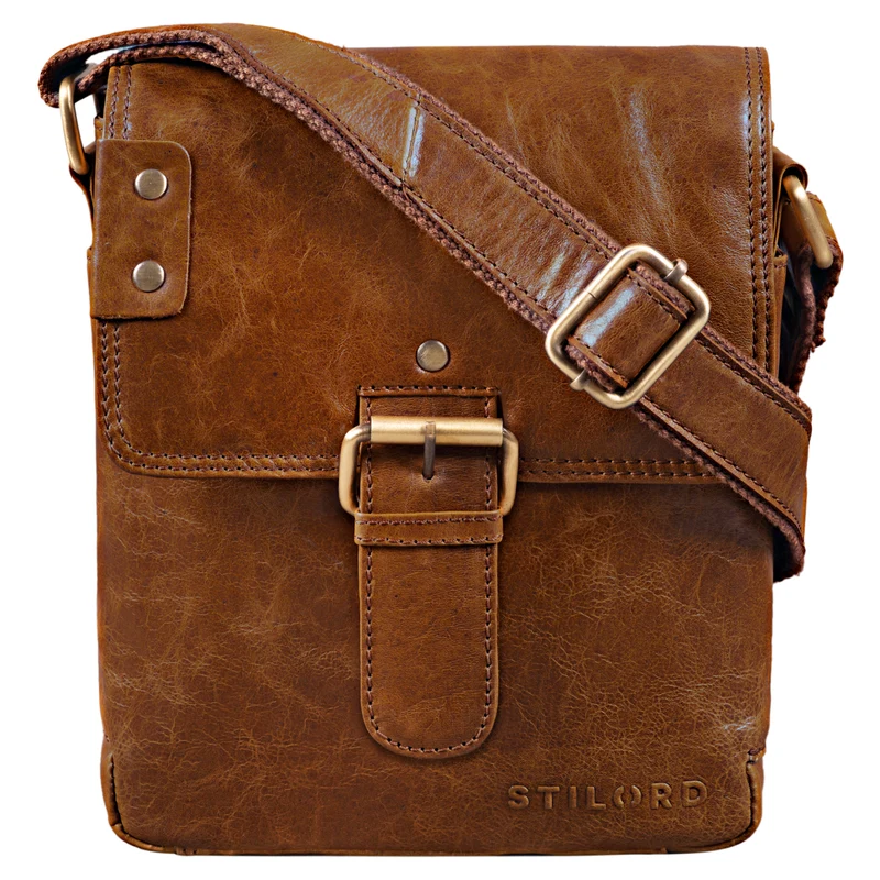 "Alessio" Leder Messenger Bag Männer klein
