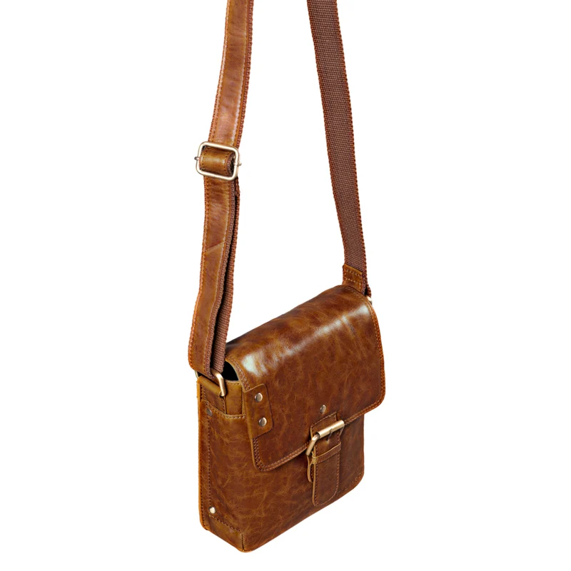 "Alessio" Leder Messenger Bag Männer klein