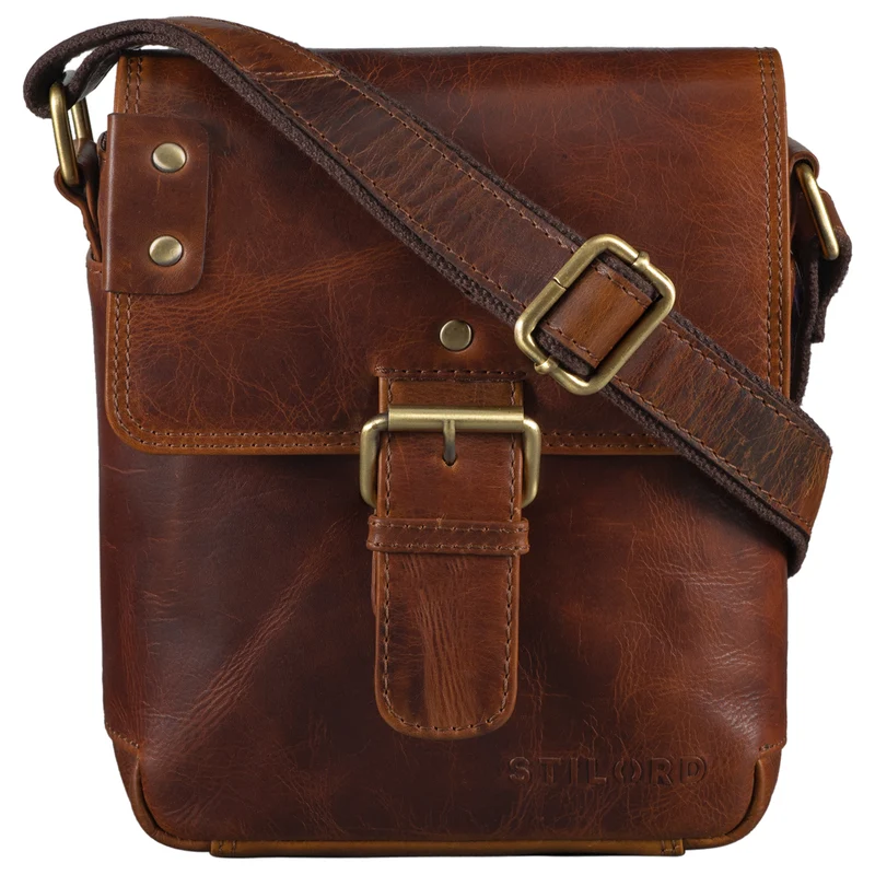 "Alessio" Leder Messenger Bag Männer klein