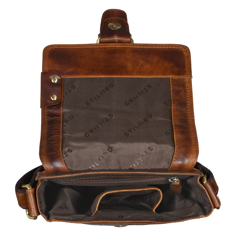 "Alessio" Leder Messenger Bag Männer klein