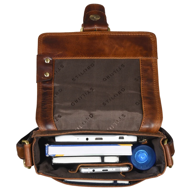 "Alessio" Leder Messenger Bag Männer klein