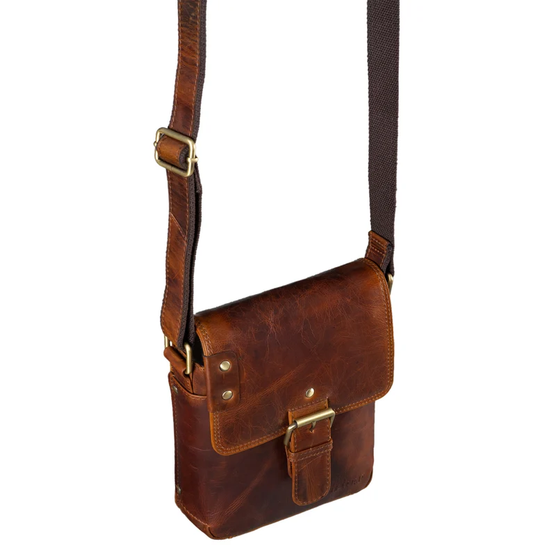 "Alessio" Leder Messenger Bag Männer klein