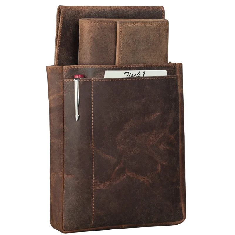 Leder Kellnerbörse im Set mit Holster Vintage Design