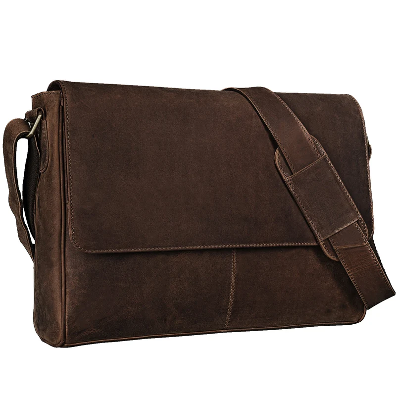 "Oskar" Messenger Bag Leder 15 Zoll Damen und Herren Echtleder