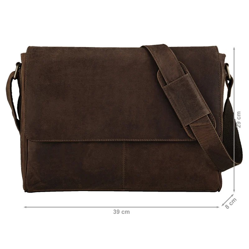 "Oskar" Messenger Bag Leder 15 Zoll Damen und Herren Echtleder