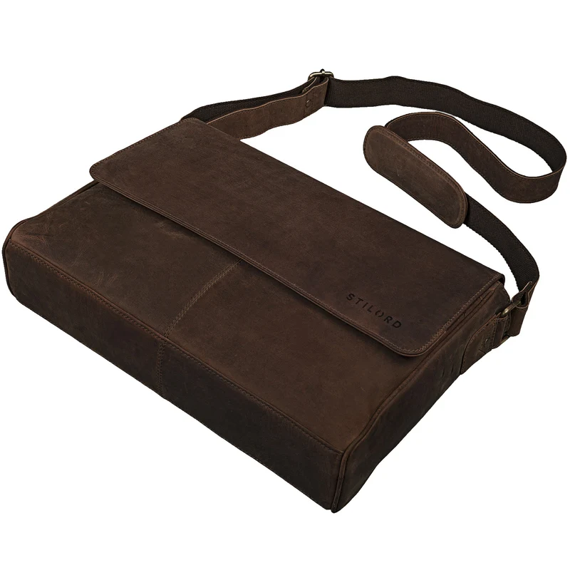 "Oskar" Messenger Bag Leder 15 Zoll Damen und Herren Echtleder