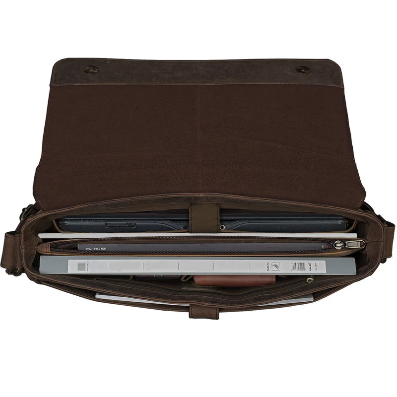 "Oskar" Messenger Bag Leder 15 Zoll Damen und Herren Echtleder
