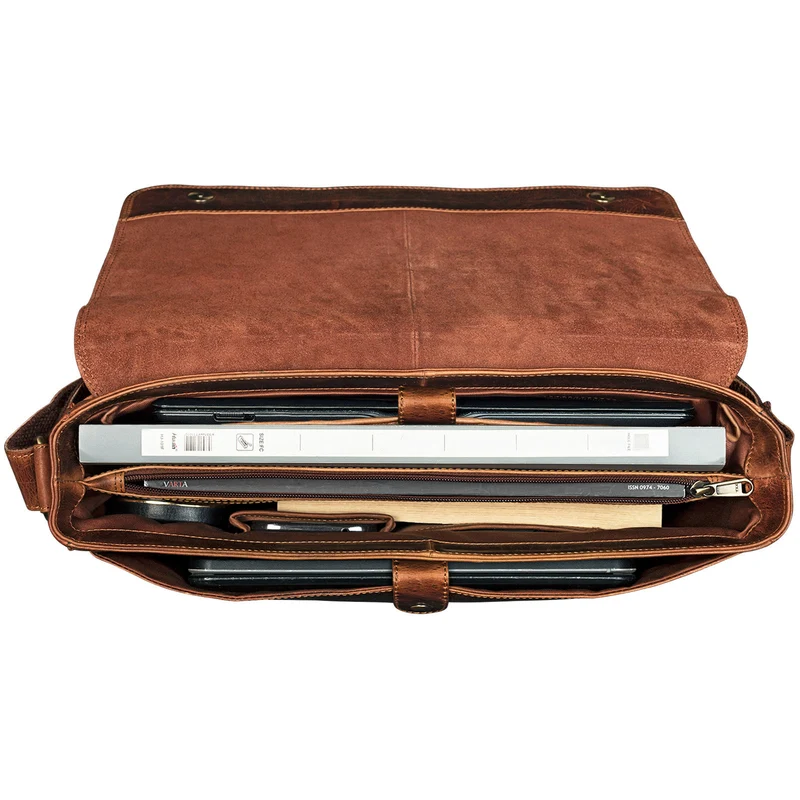 "Oskar" Messenger Bag Leder 15 Zoll Damen und Herren Echtleder