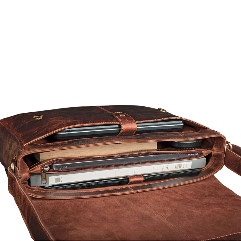 "Oskar" Messenger Bag Leder 15 Zoll Damen und Herren Echtleder