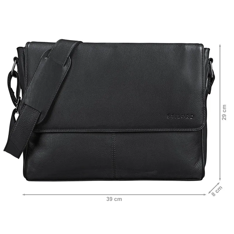 "Oskar" Messenger Bag Leder 15 Zoll Damen und Herren Echtleder