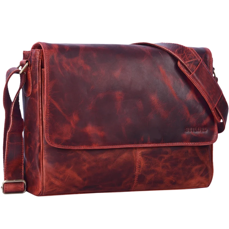 "Oskar" Messenger Bag Leder 15 Zoll Damen und Herren Echtleder