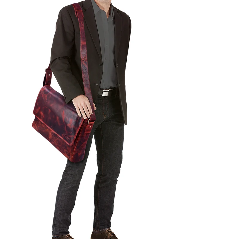 "Oskar" Messenger Bag Leder 15 Zoll Damen und Herren Echtleder