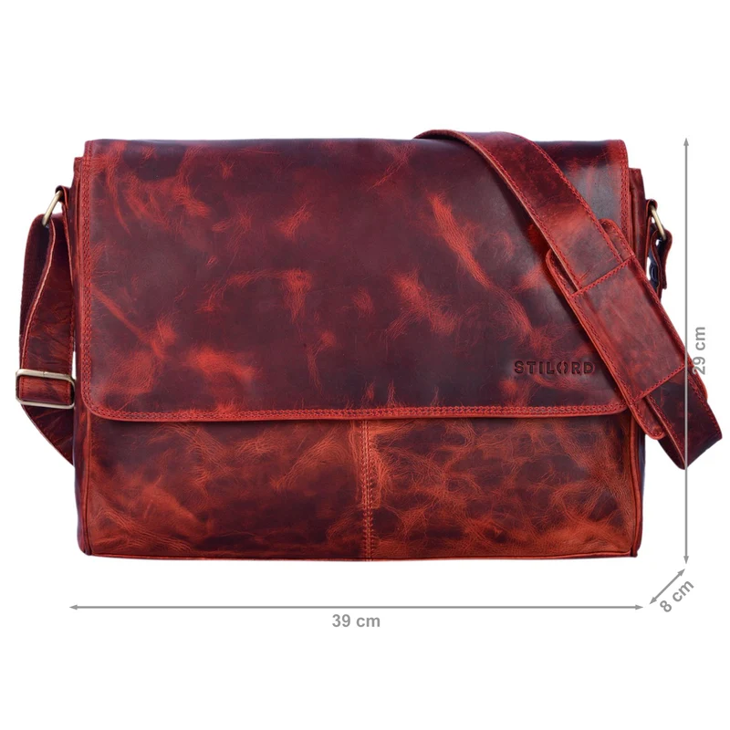 "Oskar" Messenger Bag Leder 15 Zoll Damen und Herren Echtleder