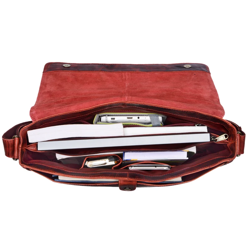 "Oskar" Messenger Bag Leder 15 Zoll Damen und Herren Echtleder