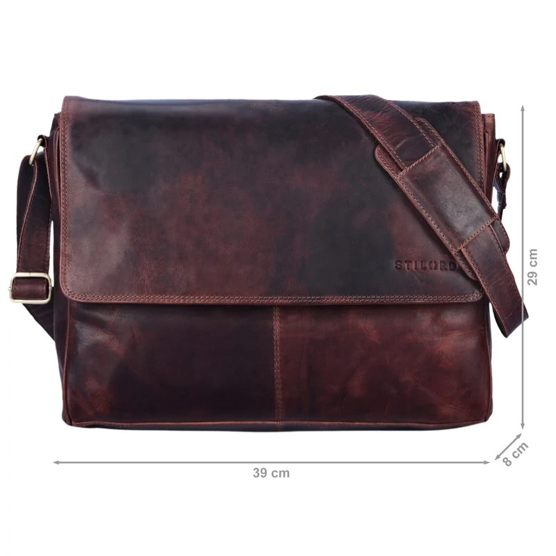"Oskar" Messenger Bag Leder 15 Zoll Damen und Herren Echtleder