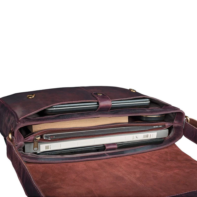 "Oskar" Messenger Bag Leder 15 Zoll Damen und Herren Echtleder