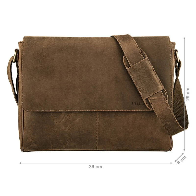 "Oskar" Messenger Bag Leder 15 Zoll Damen und Herren Echtleder