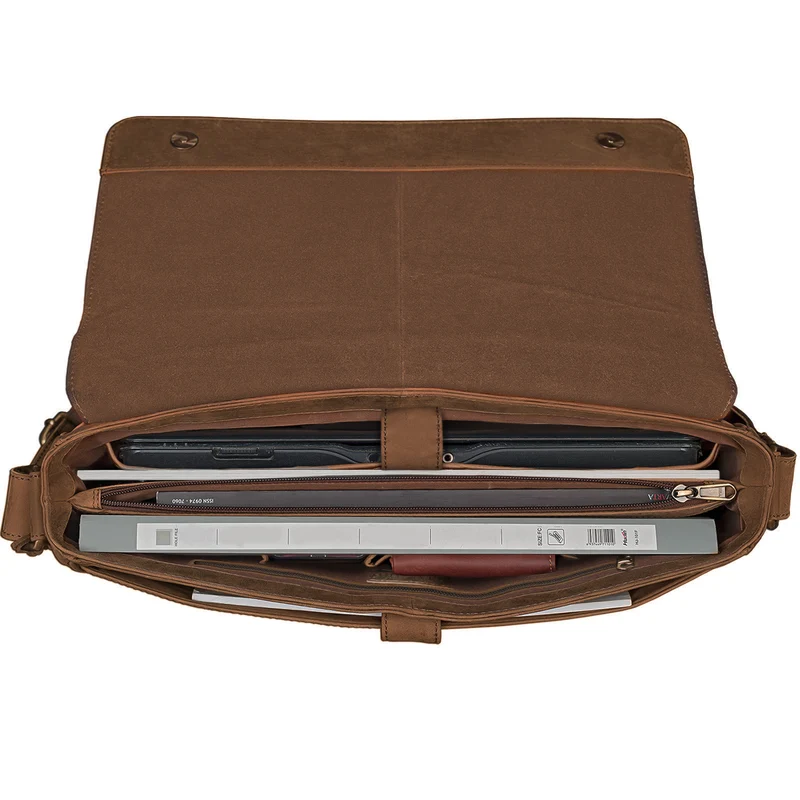 "Oskar" Messenger Bag Leder 15 Zoll Damen und Herren Echtleder
