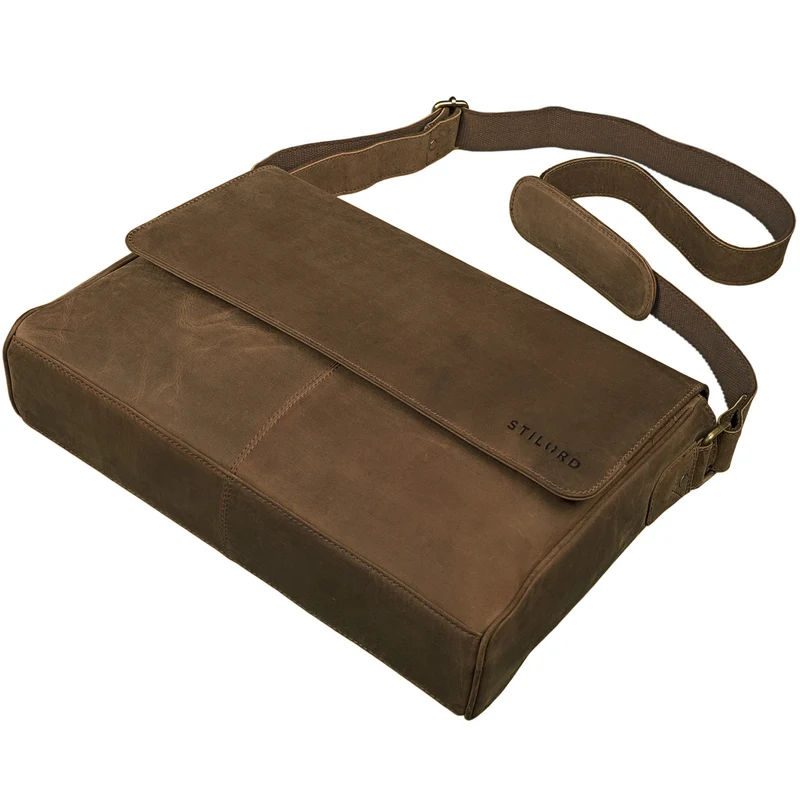 "Oskar" Messenger Bag Leder 15 Zoll Damen und Herren Echtleder