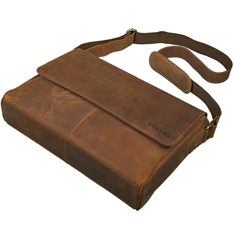 "Oskar" Messenger Bag Leder 15 Zoll Damen und Herren Echtleder