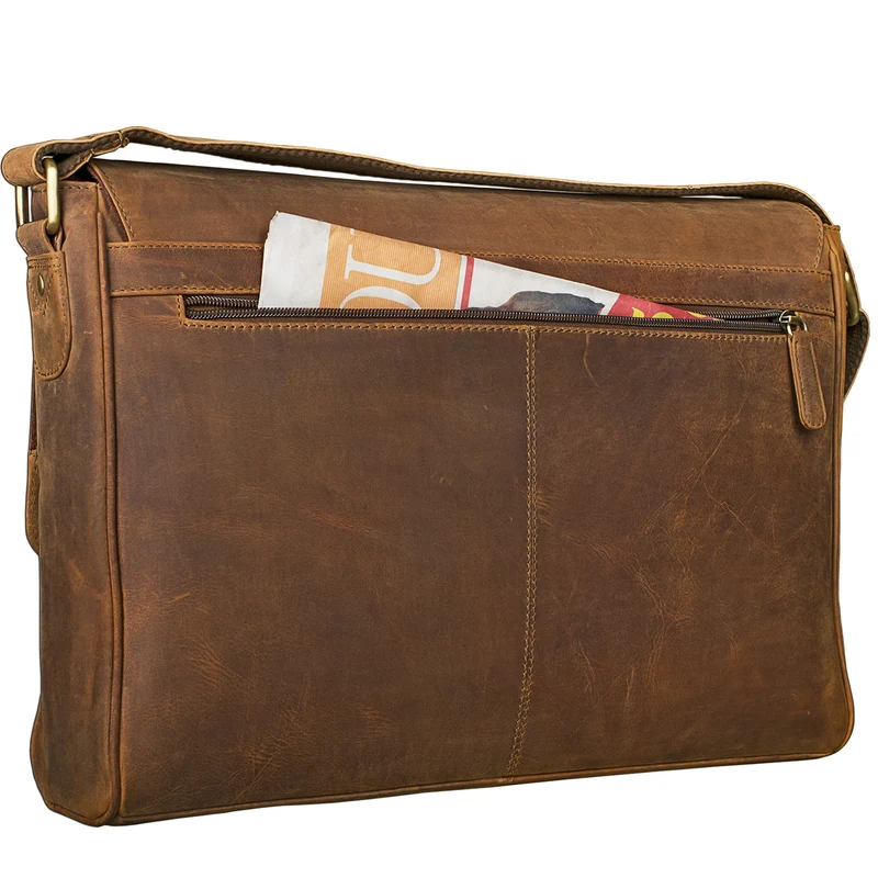 "Oskar" Messenger Bag Leder 15 Zoll Damen und Herren Echtleder