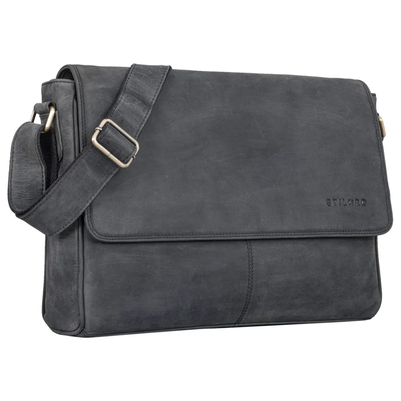 "Oskar" Messenger Bag Leder 15 Zoll Damen und Herren Echtleder