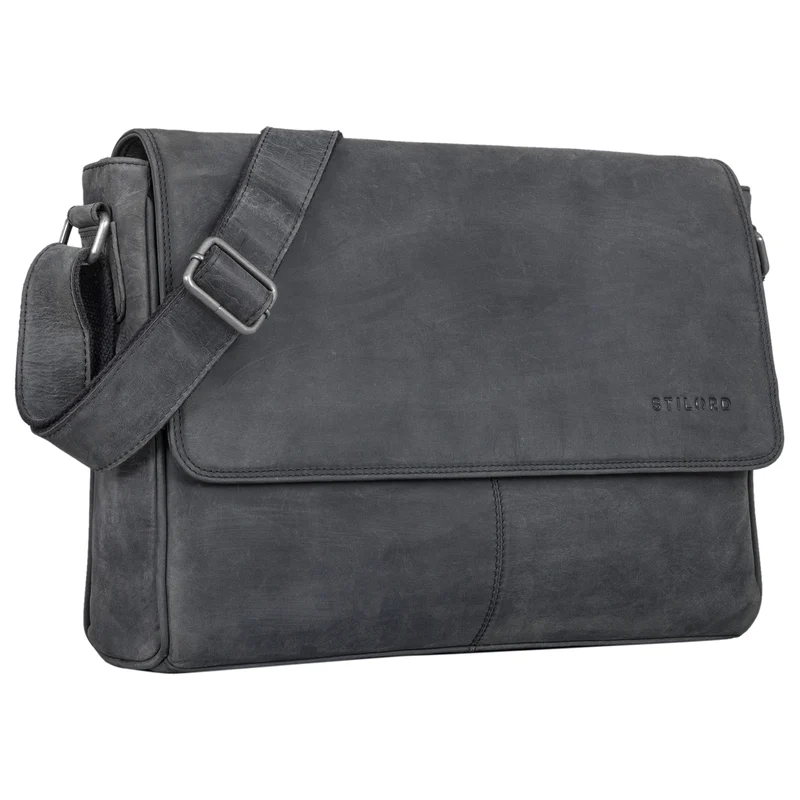 "Oskar" Messenger Bag Leder 15 Zoll Damen und Herren Echtleder