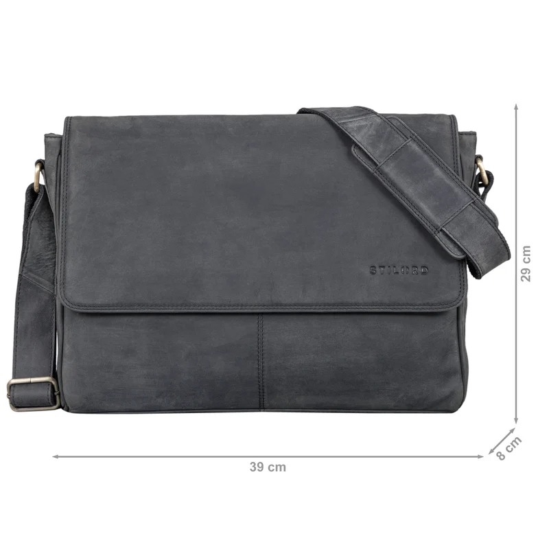 "Oskar" Messenger Bag Leder 15 Zoll Damen und Herren Echtleder