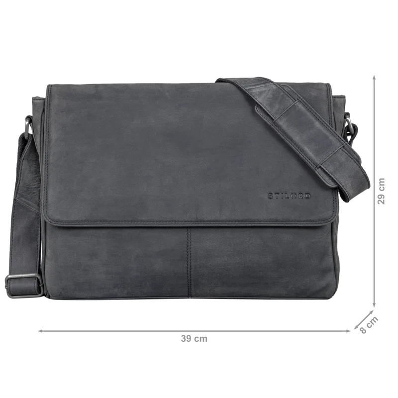 "Oskar" Messenger Bag Leder 15 Zoll Damen und Herren Echtleder
