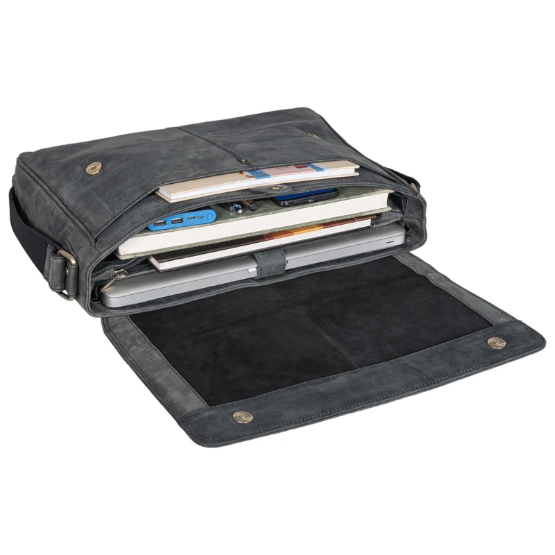 "Oskar" Messenger Bag Leder 15 Zoll Damen und Herren Echtleder