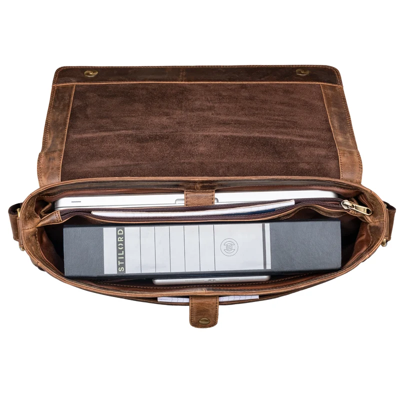 "Oskar" Messenger Bag Leder 15 Zoll Damen und Herren Echtleder