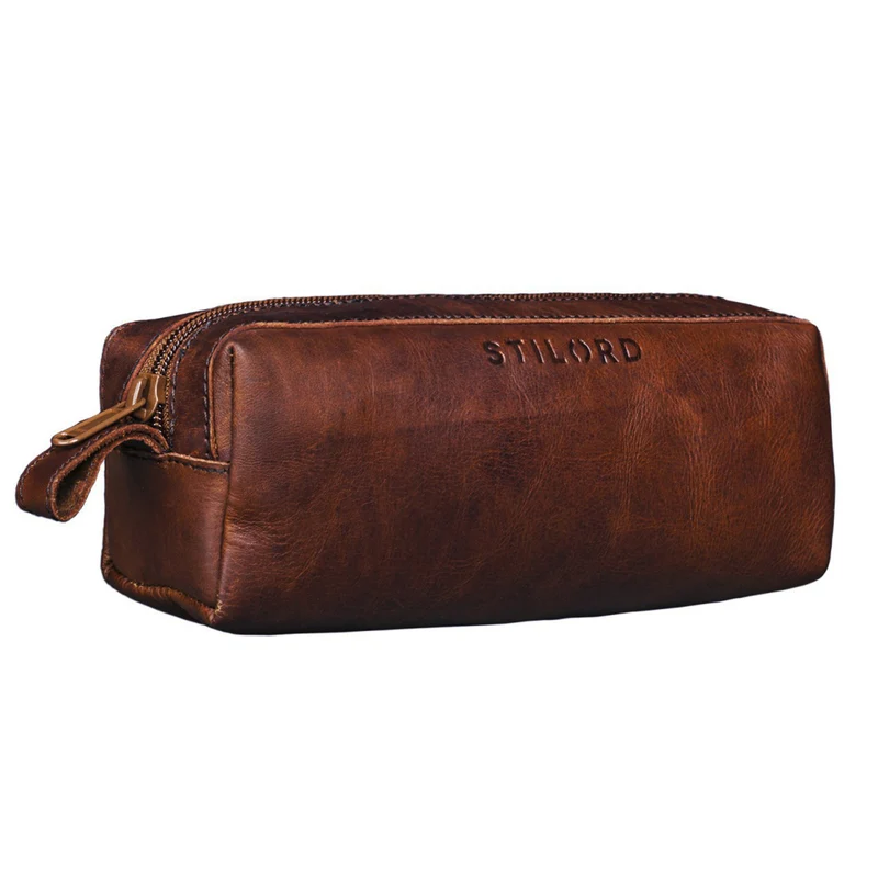 "Linus" Vintage Stiftetasche Etui echtes Leder für Kinder und Erwachsene