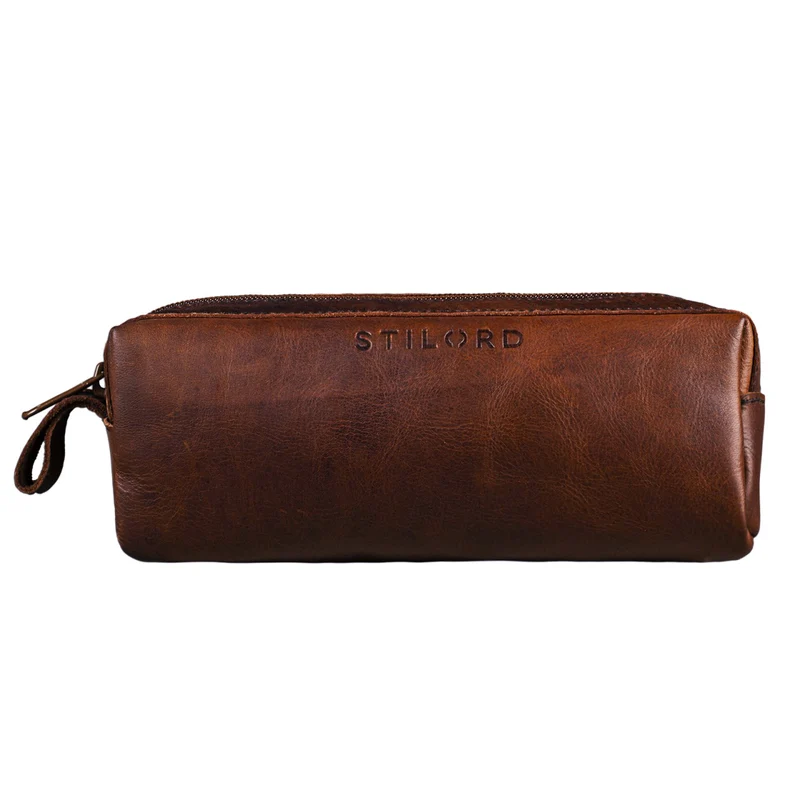 "Linus" Vintage Stiftetasche Etui echtes Leder für Kinder und Erwachsene